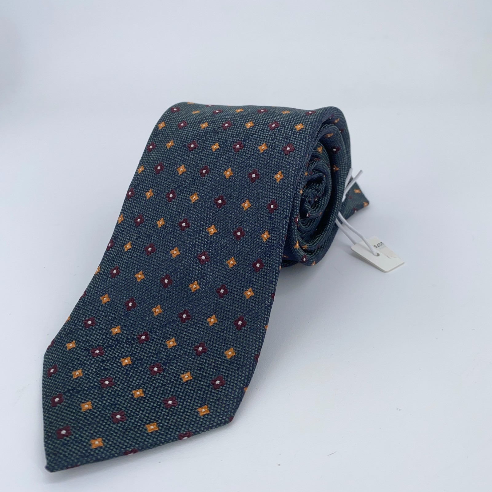 Eton Tie Mens One Size Green Blue Floral Silk Classic Fit Necktie Italy Made